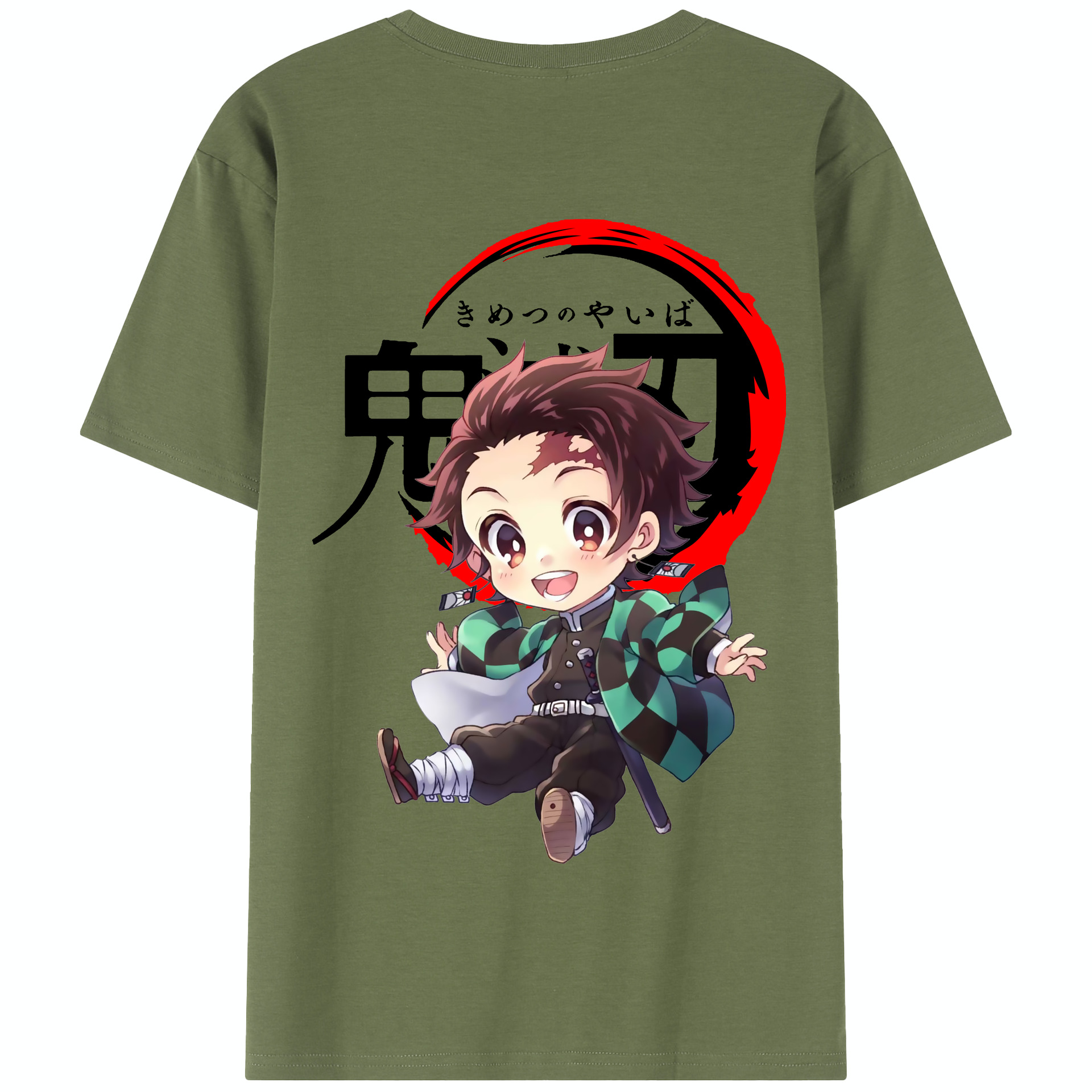 （画像用） 鬼滅の刃 竈門 炭治郎／かまど たんじろう Kamado Tanjirou 綿100％半袖Tシャツ（背面プリント）